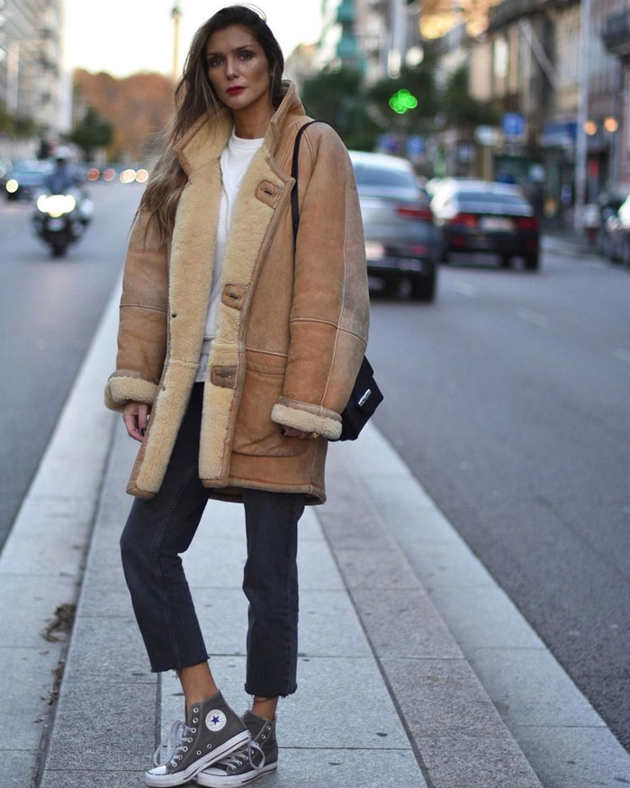 How to wear to shearling coat