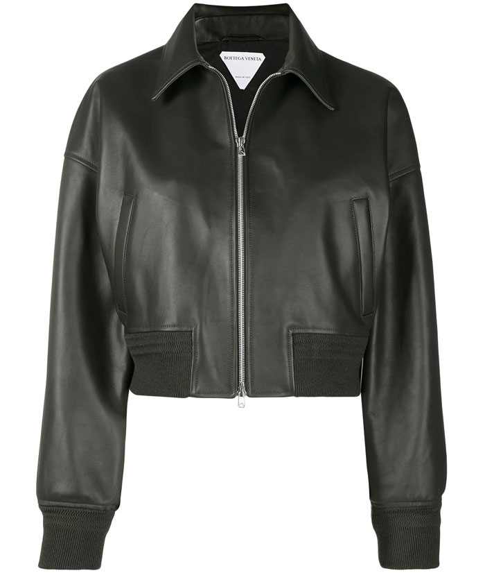 Bagatelle Fringe Trim Leather Bomber Jacket Black, $311, Last Call by  Neiman Marcus