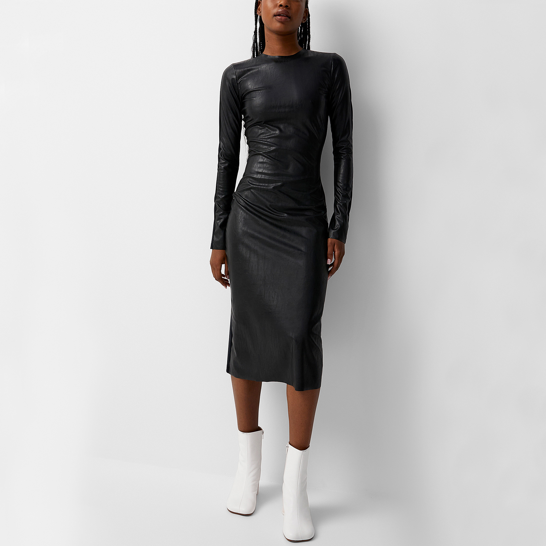 MM6-Maison-Margiela-Faux-leather-fitted-dress-simons