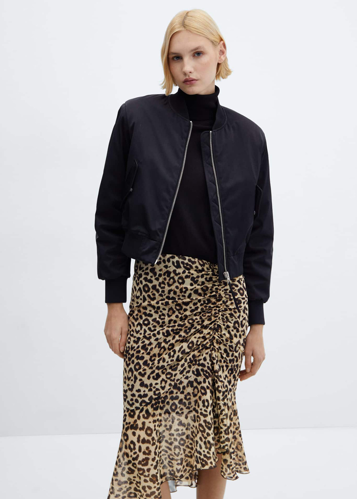 15-Leopard skirt with gathered detail-mango-spring